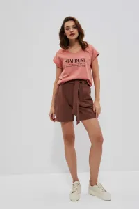 Marisse Plain Cotton Shorts L-Sh-3727 Cold Brown