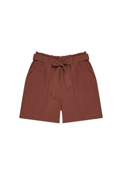 Marisse Plain Cotton Shorts L-Sh-3727 Cold Brown