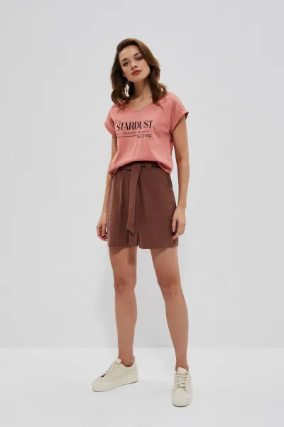 Marisse Plain Cotton Shorts L-Sh-3727 Cold Brown