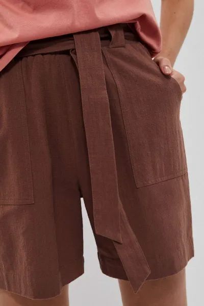Marisse Plain Cotton Shorts L-Sh-3727 Cold Brown