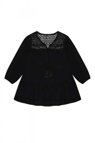 Marisse Viscose Shirt With Fringes L-Ko-3719 Black