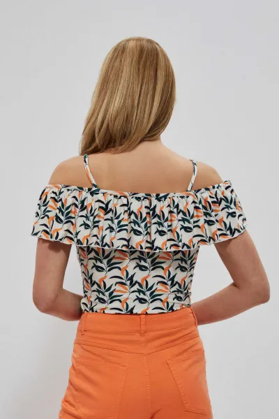 Marisse Strappy Blouse With Ruffles L-Ts-3773 L.Beige