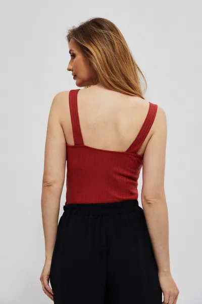 Marisse Ruby Ribbed Top With Wide Straps