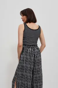 Marisse Black And White Striped Button-Up Top