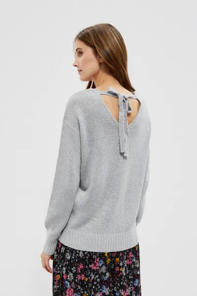 Marisse Sweater With A Neckline At The Back L-Sw-3704 Silver