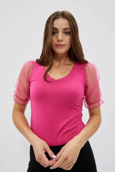 Marisse Short Blouse L-Ts-4000 Pink/Blue