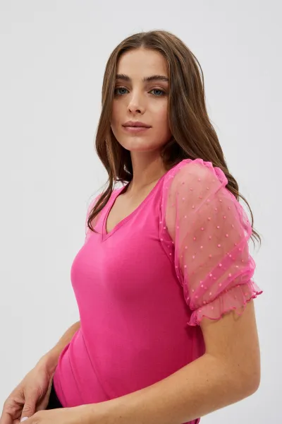 Marisse Short Blouse L-Ts-4000 Pink/Blue