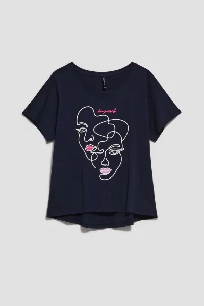 Marisse Women's T-Shirt L-Ts-4047 Navy