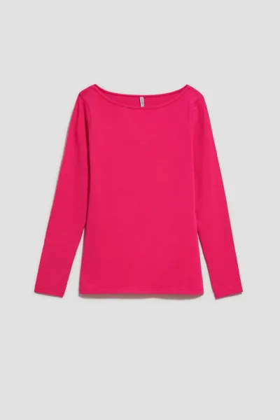Marisse Fitted Long-Sleeved Fuchsia Blouse