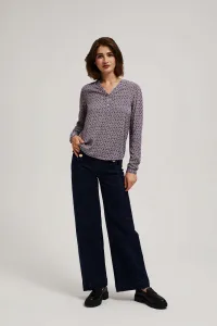 Marisse Patterned V-Neck Shirt In Light Blue