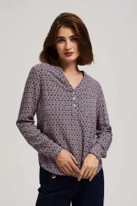 Marisse Patterned V-Neck Shirt In Light Blue