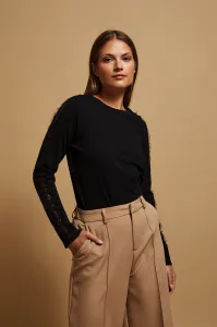 Marisse Black Blouse With Lace On The Sleeves