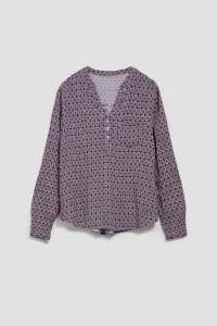Marisse Patterned V-Neck Shirt In Light Blue