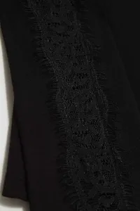 Marisse Black Blouse With Lace On The Sleeves