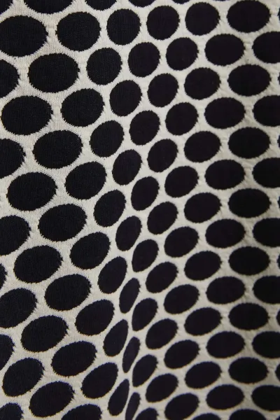 Marisse Blouse With A Geometric Pattern, White And Navy Blue
