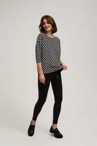 Marisse Blouse With A Geometric Pattern, White And Navy Blue