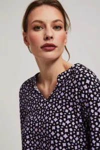 Marisse Patterned V-Neck Blouse In Lavender