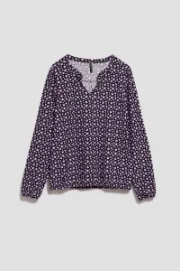 Marisse Patterned V-Neck Blouse In Lavender