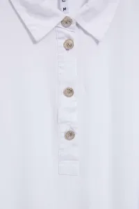 Marisse White Shirt With Decorative Buttons On The Neckline And Sleeves