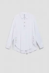 Marisse White Shirt With Decorative Buttons On The Neckline And Sleeves