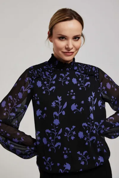 Marisse Black Floral Pattern Shirt