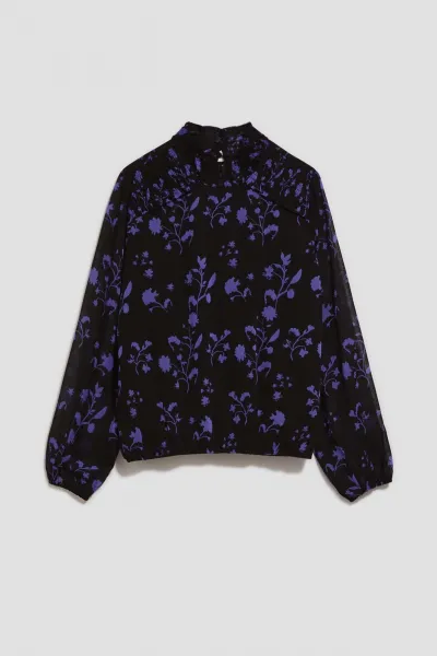 Marisse Black Floral Pattern Shirt