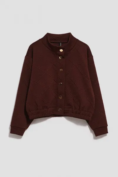 Marisse Brown Blouse With Decorative Buttons