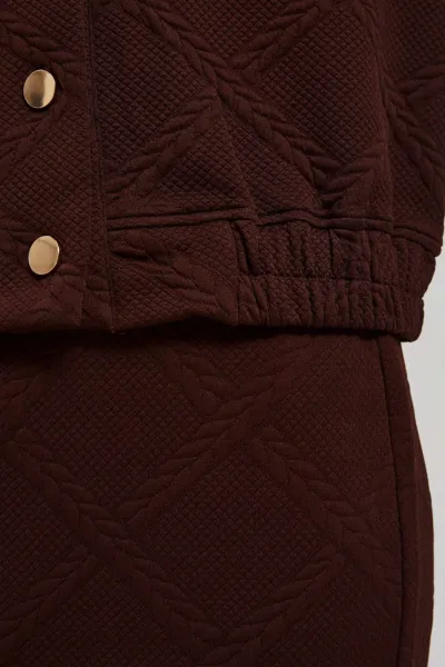 Marisse Brown Blouse With Decorative Buttons