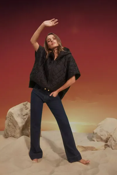 Marisse Mid-Rise Wide-Leg Jeans In Navy Blue