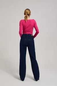 Marisse Mid-Rise Wide-Leg Jeans In Navy Blue