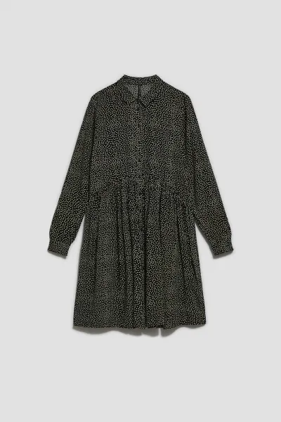 Marisse Black Shirt Dress With A Flared Bottom