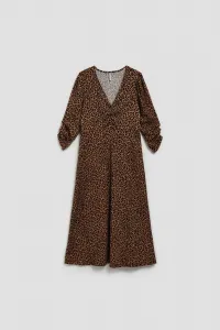 Marisse Brown Leopard Print Midi Dress