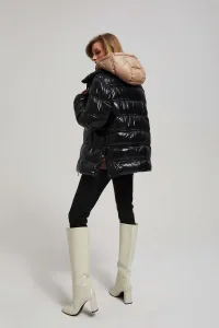 Marisse Short Quilted Black Jacket With A Hood