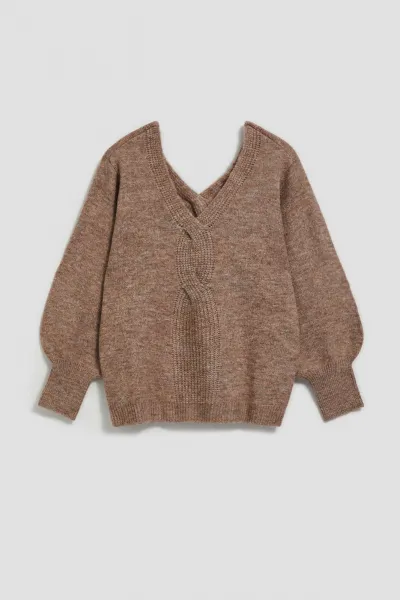 Marisse Dark Beige V-Neck Sweater