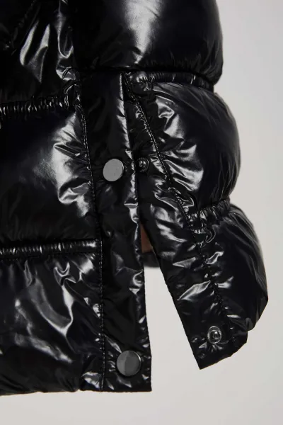 Marisse Short Quilted Black Jacket With A Hood