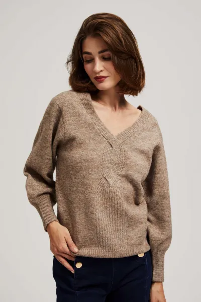Marisse Dark Beige V-Neck Sweater