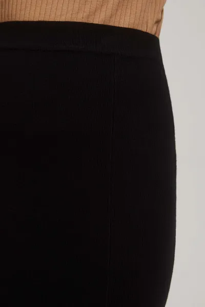 Marisse Black Midi Pencil Skirt With Slit