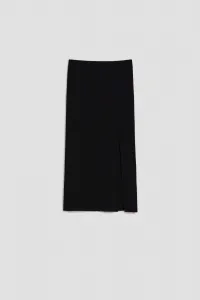 Marisse Black Midi Pencil Skirt With Slit