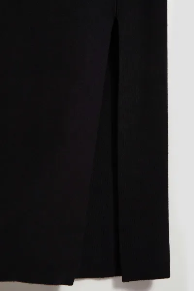 Marisse Black Midi Pencil Skirt With Slit