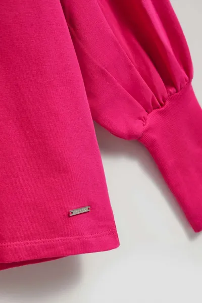 Marisse Fuchsia Puff Sleeve Sweatshirt