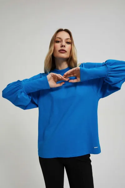 Marisse Azure Blouse With Puffed Sleeves