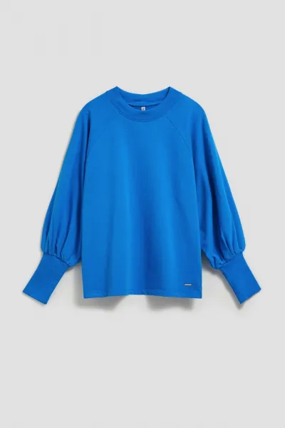 Marisse Azure Blouse With Puffed Sleeves