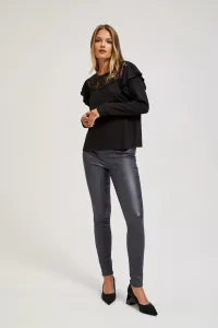 Marisse Waxed Skinny Trousers, Gray