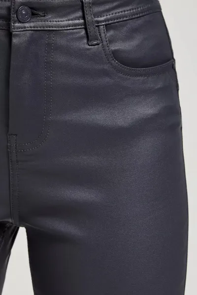 Marisse Waxed Skinny Trousers, Gray