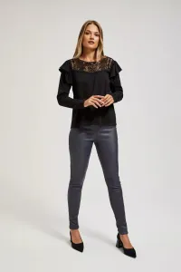 Marisse Waxed Skinny Trousers, Gray