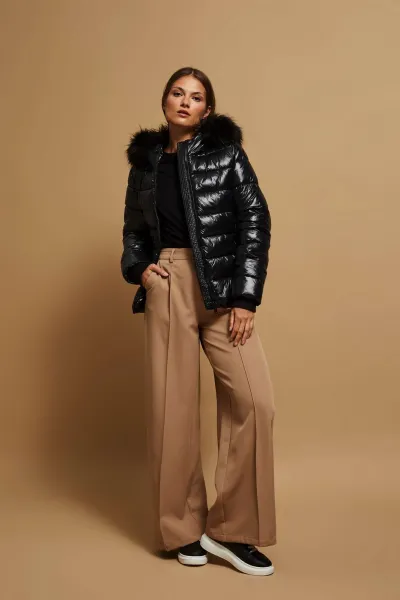 Marisse Quilted Jacket With A Fur Hood