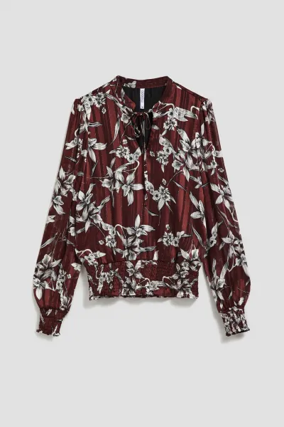 Marisse Chestnut Floral Pattern Shirt