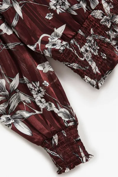 Marisse Chestnut Floral Pattern Shirt