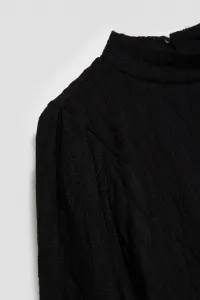 Marisse Black Turtleneck Blouse With Puffed Sleeves