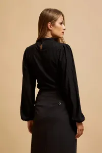 Marisse Black Turtleneck Blouse With Puffed Sleeves